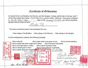 ordainment certificate